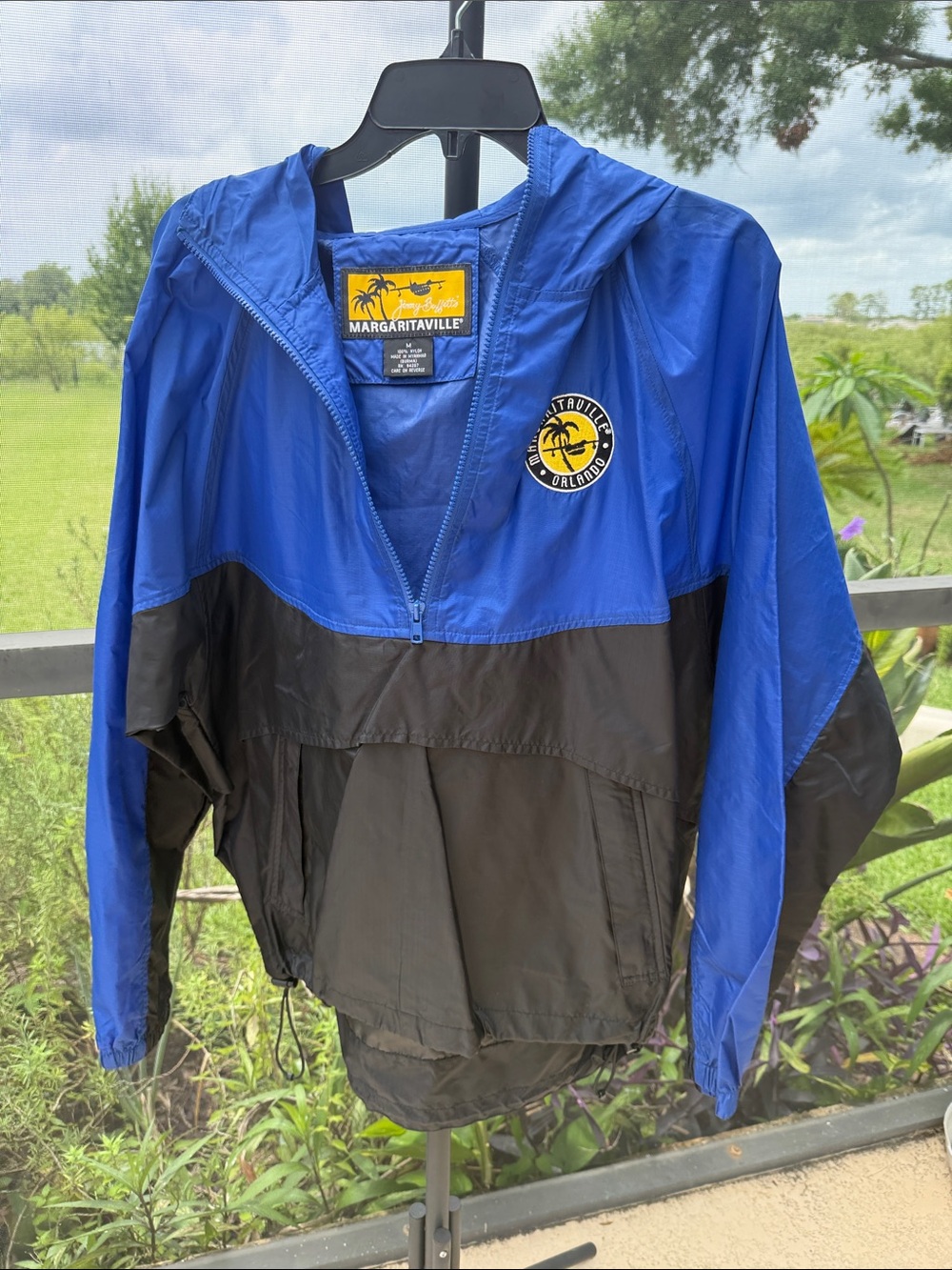Margaritaville unisex Blue and Black Windbreaker hoodie pullover zip